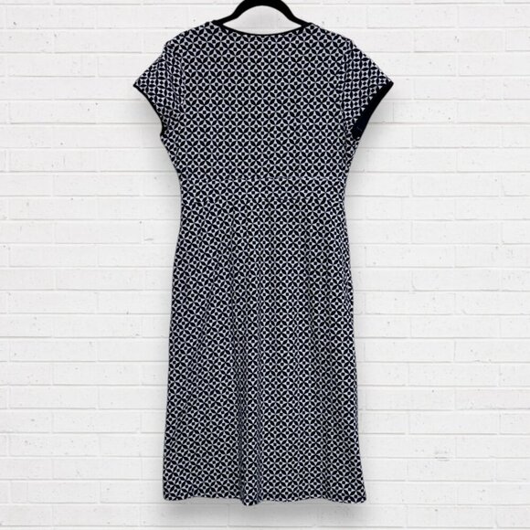 BODEN Navy Blue Faux Wrap Jenny Stretch Knit A-Line Geometric Travel Dress 6 - Picture 3 of 5